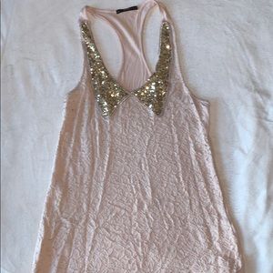 Lace top with gold sequin collar (Nordstrom)